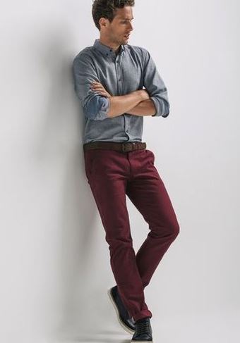 Grey Shirt Combination with Burgundy Pants
