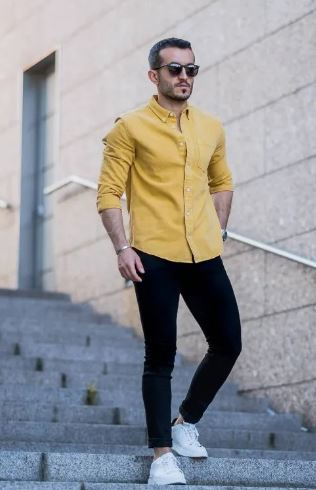 Yellow Shirt with Black Pant Combination