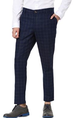 White Shirt with Navy Blue Check Pants