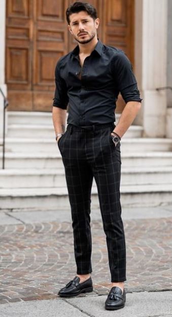 black colour shirt matching pant