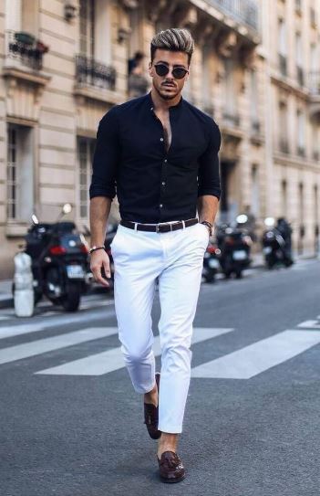 casual black shirt combination