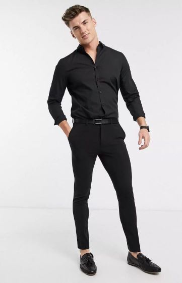 black shirt matching pant